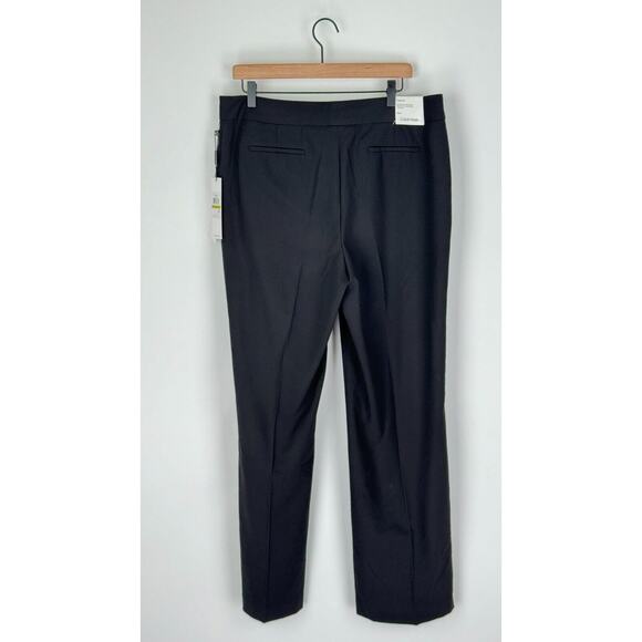 Calvin Klein Womens Black Trouser Dress Pants Classic Fit Flat Front Size 14 NWT - Picture 2 of 9